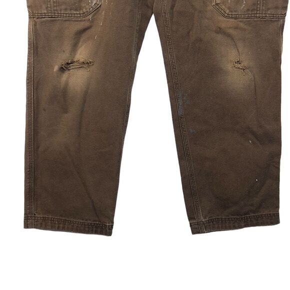 Duluth Trading Jeans Mens 36×32 Brown Carpenter Work Canvass worn workwear - Picture 4 of 9